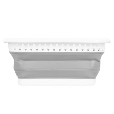 Skladací kôš na bielizeň, biela/sivá, 20 l, PAVO