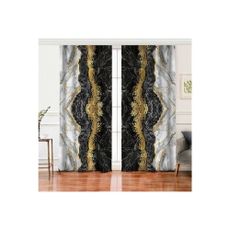 Závesy v čierno-zlatej farbe v súprave 2 ks 140x260 cm - Mila Home