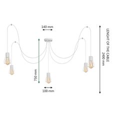 Luster na lanku TUBE LONG 5xE27/10W/230V biela