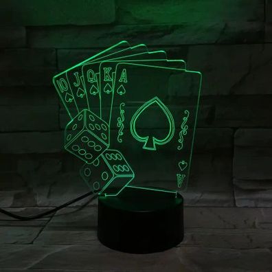 3Dmix 3DL-DRGB019 – 3D LED nočná lampa - Poker (Karty a kocky) (Dual RGB)