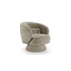 Estila Art deco otočné kreslo Elian potiahnuté taupe sivou bouclé látkou so zaobleným operadlom a kužeľovou základňou 76 cm