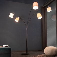 Stojací lampa LANSING Dekorhome Bílá / hnědá