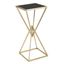 Estila Dizajnový art deco štvorcový príručný stolík Triangolo Oro s čiernou sklenenou doskou a zlatou geometrickou podstavou 80 cm