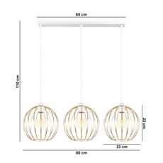 Luster na lanku MATT 3xE27/60W/230V biela/zlatá