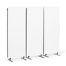 Akustický paraván, deliaca stena 160 x 60 cm, 3 ks v balení, 100% polyester, spojiteľná na zips, biela