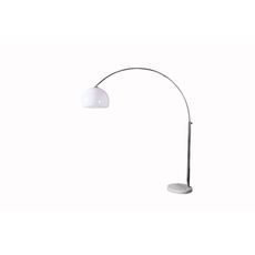 Estila Dizajnová polohovateľná oblúková moderná kovová strieborná stojaca lampa Big Bow s bielym akrylovým okrúhlym tienidlom 205 cm