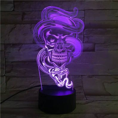 3Dmix 3DL-DFS030 – 3D LED nočná lampa - Lebka s hadom (Aroma)