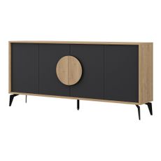 Nízka komoda v dekore duba v čierno-prírodnej farbe 180x82 cm Vae – Marckeric