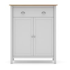 Biela/prírodná vysoká komoda z borovicového dreva 90x110 cm Misti – Marckeric