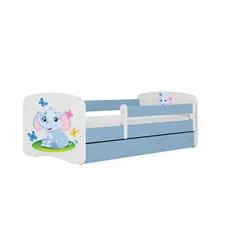 Kocot kids Detská posteľ Babydreams slon s motýlikmi modrá, varianta 80x160, bez šuplíků, bez matrace