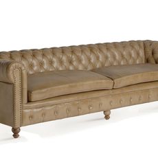 Estila Luxusná chesterfield sedačka Talbot s prešívanou opierkou a svetlým hnedým poťahom z pravej kože 268 cm
