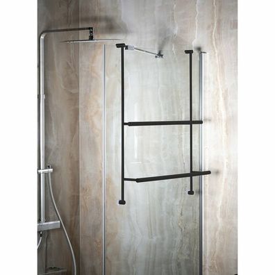 SAPHO 1301-09B závesný držiak na uteráky pre sprchovú zástenu 60 x 73 x 12,5 cm, čierna mat