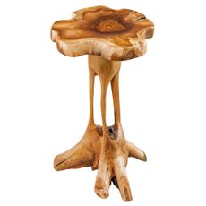 Estila Dizajnový masívny asymetrický príručný stolík Valenwood z teakového dreva v naturálnej hnedej farbe 70 cm