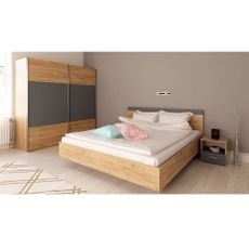 KONDELA Gabriela New šatníková skriňa s posuvnými dverami dub artisan / grafit