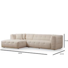 Štýlová rohová pohovka Chantelle 300 x 150 cm, ľavá, béžová