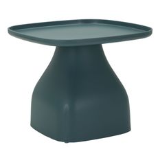 Estila Moderný dizajnový oblý štvorcový príručný stolík Avanguardio v modrej farbe s keramickým vzhľadom a hladkým povrchom 48 cm