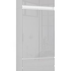 Ak furniture Šatníková skriňa s nadstavcom Star 90 cm biela/strieborná lesk