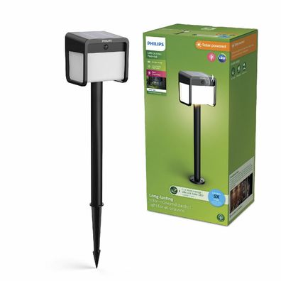 Philips Ezra UltraEfficient solárny LED stĺpik so senzorom čierna, 1,8 W, 250/25 lm, 3000 K