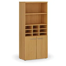 Triediaci regál s dverami PRIMO WOOD, 1781 x 800 x 420 mm, 9 priehradok, buk