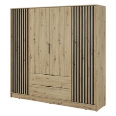 Šatníková skriňa Nelly 4D - dub artisan / čierna