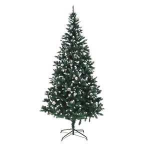 Vianočný stromček so šiškami, posnežený, 220 cm, CHRISTMAS TYP 4