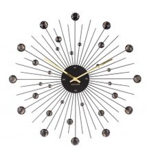 Nástenné hodiny z krištáľov čiernej farby Karlsson Sunburst