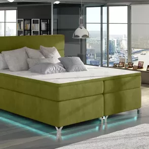 Posteľ Boxspring Amadeus + LED 200x180, zelená (látka - bao 15)