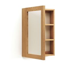 Závesná kúpeľňová skrinka so zrkadlom z teakového dreva v prírodnej farbe 50x70 cm Plubia – Kave Home