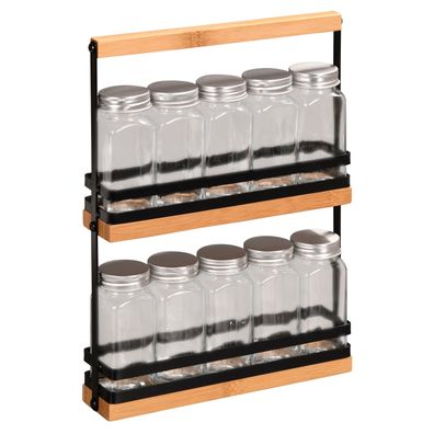 Kesper 58036 Polica na korenie s 10 prázdnymi koreničkami, 23 x 32 x 5,5 cm