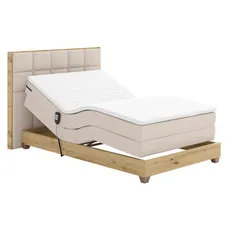 Elektrická polohovacia posteľ, boxspring, béžová/dub artisan, 120x200, TIANA