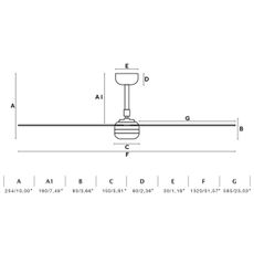FARO 33815WT - Stropný ventilátor PUNT M čierna pr. 132 cm WT + diaľkové ovládanie