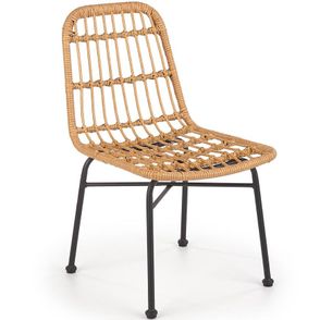 Stolička K401 Rattan/Tkanina/Kov Natural/čierna