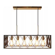Luster na lanku FRAME 6xE27/60W/230V čierna/zlatá