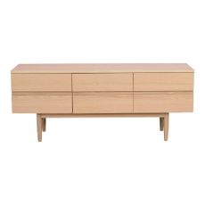 TV stolík z dubového dreva v prírodnej farbe 135x55 cm Moresby - Rowico