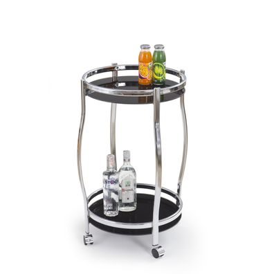 HALMAR BAR-8 servírovací stolík na kolieskach čierna / chróm