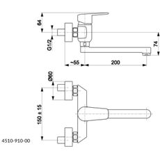 KFA Armatura 4510-910-00 - Drezová batéria GERMAN lesklý chróm