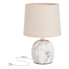 Krémovobiela stolová lampa s textilným tienidlom (výška 25 cm) Adelina – Candellux Lighting
