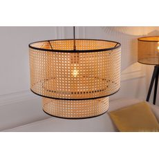 Estila Moderná závesná lampa Citadel s okrúhlym tienidlom z viedenského výpletu svetlohnedej farby 153cm