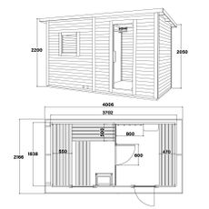 Vonkajší saunový domček s predsieňou TALO XL - 400 x 217 cm pre 5 osôb