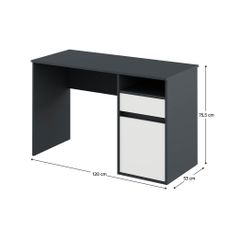 KONDELA Bili New pc stôl grafit / biela