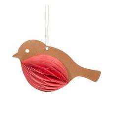 Papierová ručne vyrábaná vianočná ozdoba 7 cm Honeycomb Robin – Sass & Belle