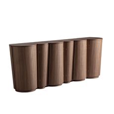Estila Luxusný moderný šesťdverový príborník Loris s asymetrickým dizajnom s polkruhovými výbežkami v orechovej hnedej farbe 242 cm