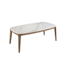 Estila Luxusný moderný obdĺžnikový konferenčný stolík Vita Naturale s bielou vrchnou doskou s dizajnom kalkatského mramoru 119 cm