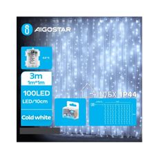 Aigostar-LED Vonkajšia vianočná reťaz 100xLED/8 funkcií 3xAA 4x1m IP44 studená biela