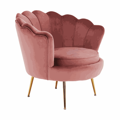 Kreslo v štýle Art-deco, ružová Velvet látka/gold chróm-zlatý, NOBLIN