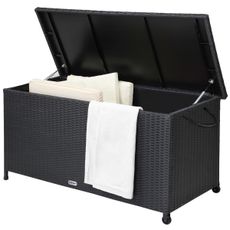 Polyratanový úložný box na kolieskach 122 x 56 x 61 cm | čierna