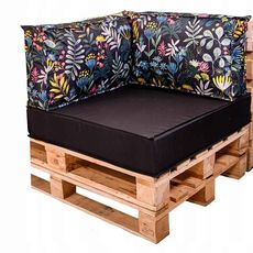Golden Garden Paletové sedenie Golden Garden GG20/1 podsedák a vankúš 80cm x 80cm x 15cm Čierna s kvietkami