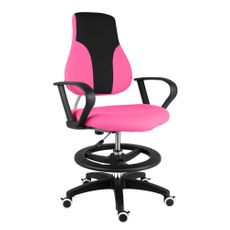 Detská rastúca stolička Neoseat KINDER — látka, čierna / ružová