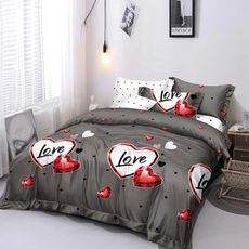 3 dielne obliečky Polycotton Srdiečka sivé 200x140cm+90x70cm TiaHome