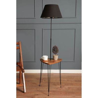 Stojacia lampa v čierno-prírodnej farbe s textilným tienidlom (výška 147 cm) – Opviq lights